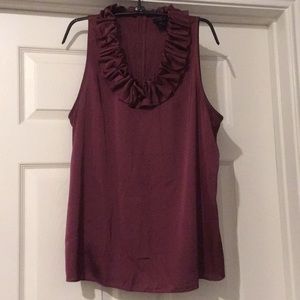 Ann Taylor Ruffled Neck Sleeveless Blouse